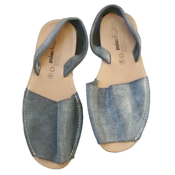 JEFFERY CAMPBELL Sandals Silver Leather Tire Tread Sole Sz 10.5 Made In SPAIN - Picture 1 of 6